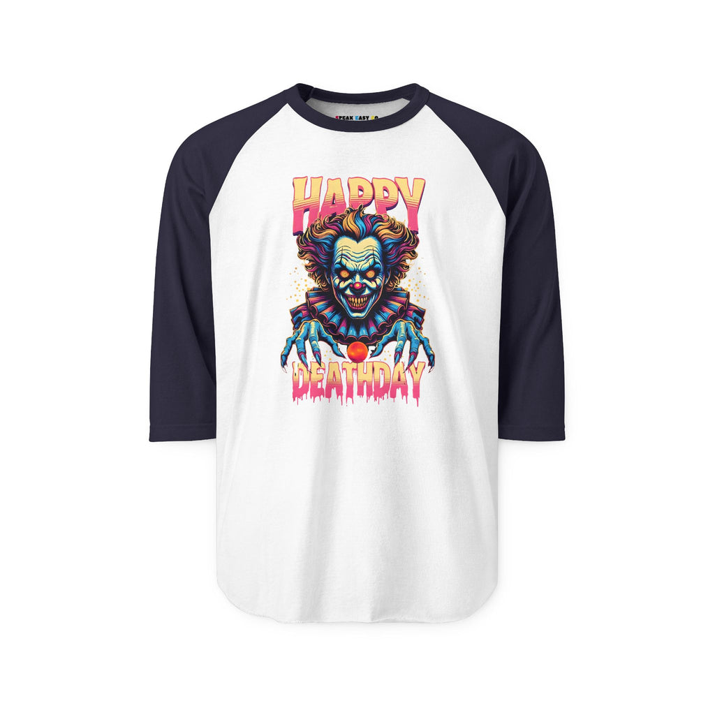 "Happy Deathday" Clown 3/4th Sleeve Raglan Shirt