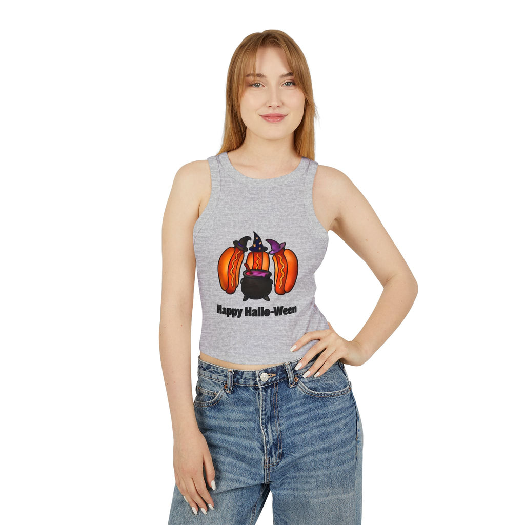 "Happy Hallo-Ween" Hotdog Witches Cropped Tank Top