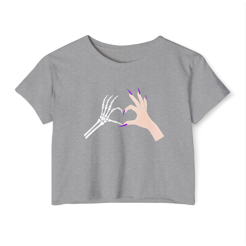 Skeleton Hand Heart Cropped Tee