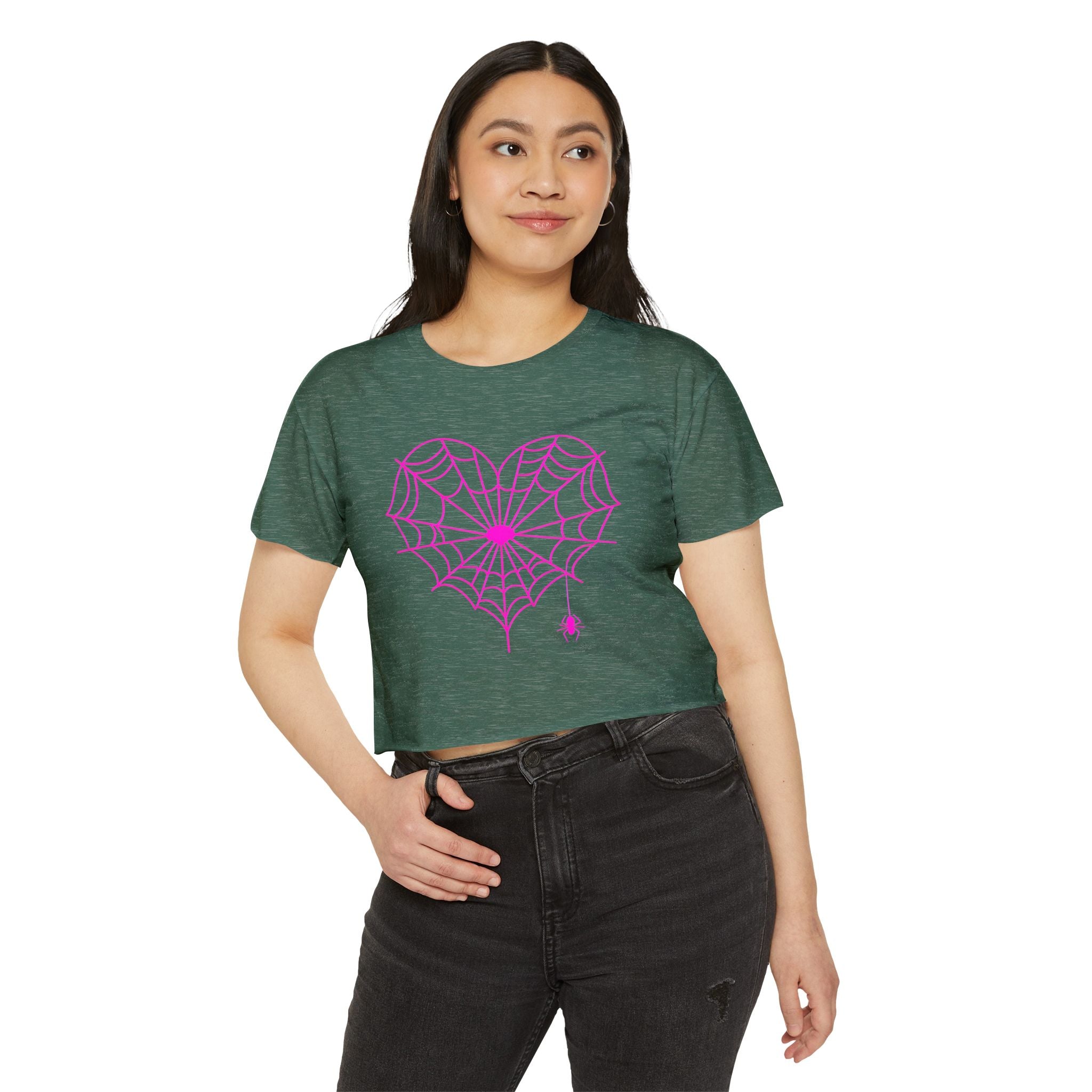 Spiderweb Heart Cropped Tee