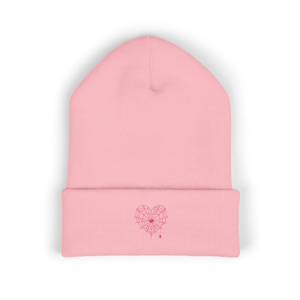 Spiderweb Heart Embroidered Cuffed Beanie