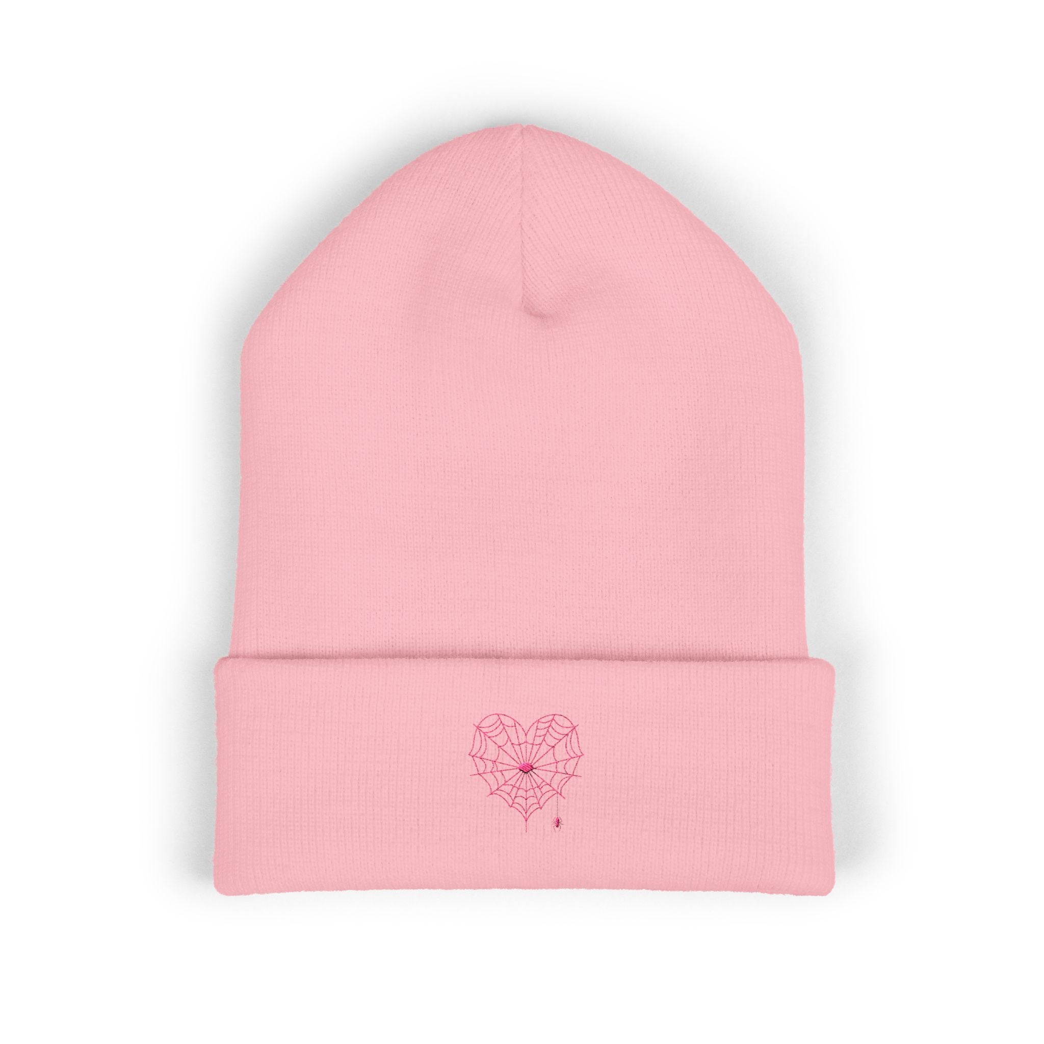 Spiderweb Heart Embroidered Cuffed Beanie