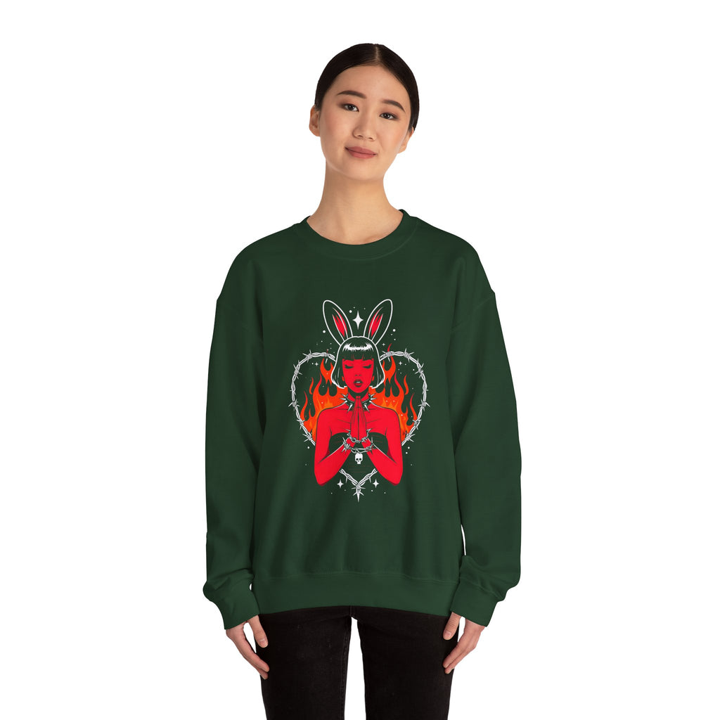 Edgy Bunny Heart Crewneck Sweatshirt