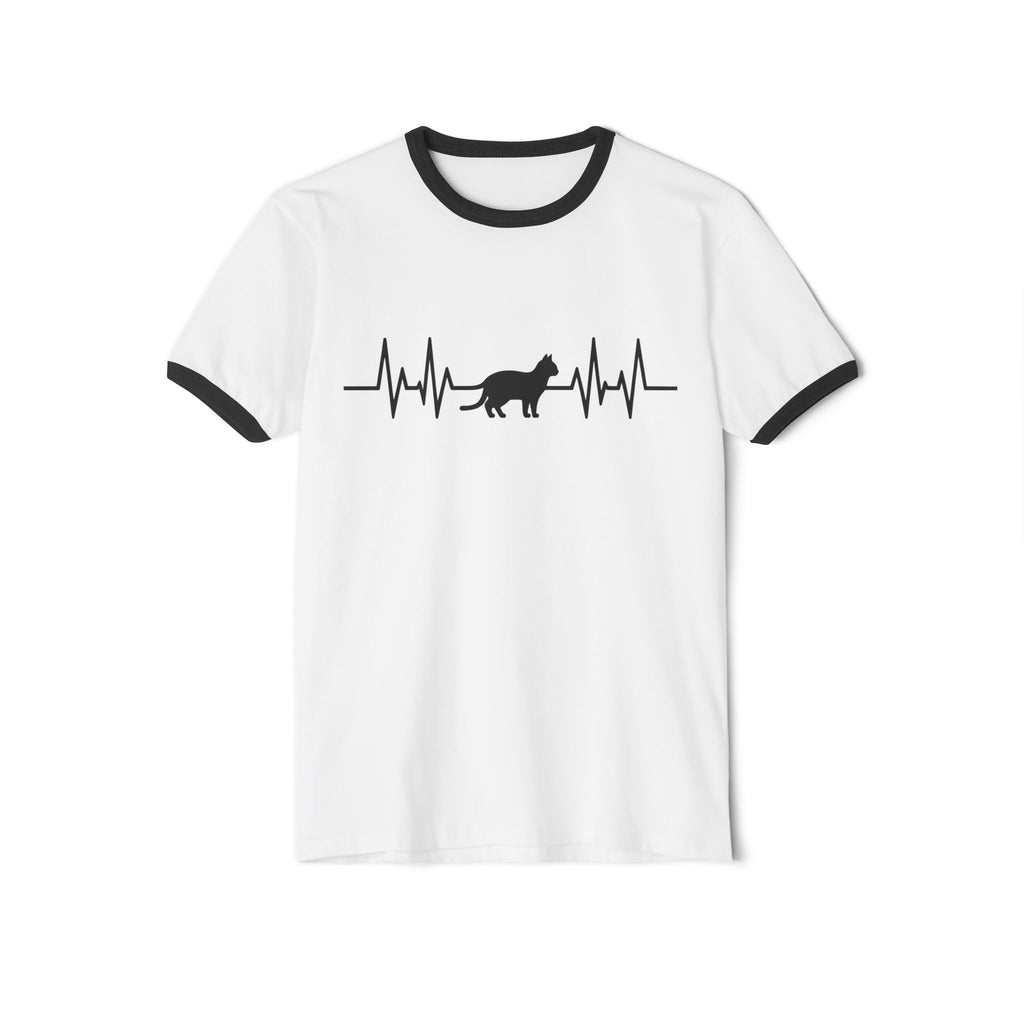 Black Cat Heartbeat Ringer Tee