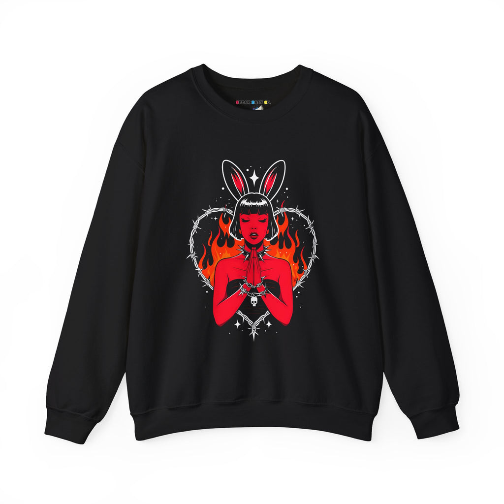 Edgy Bunny Heart Crewneck Sweatshirt
