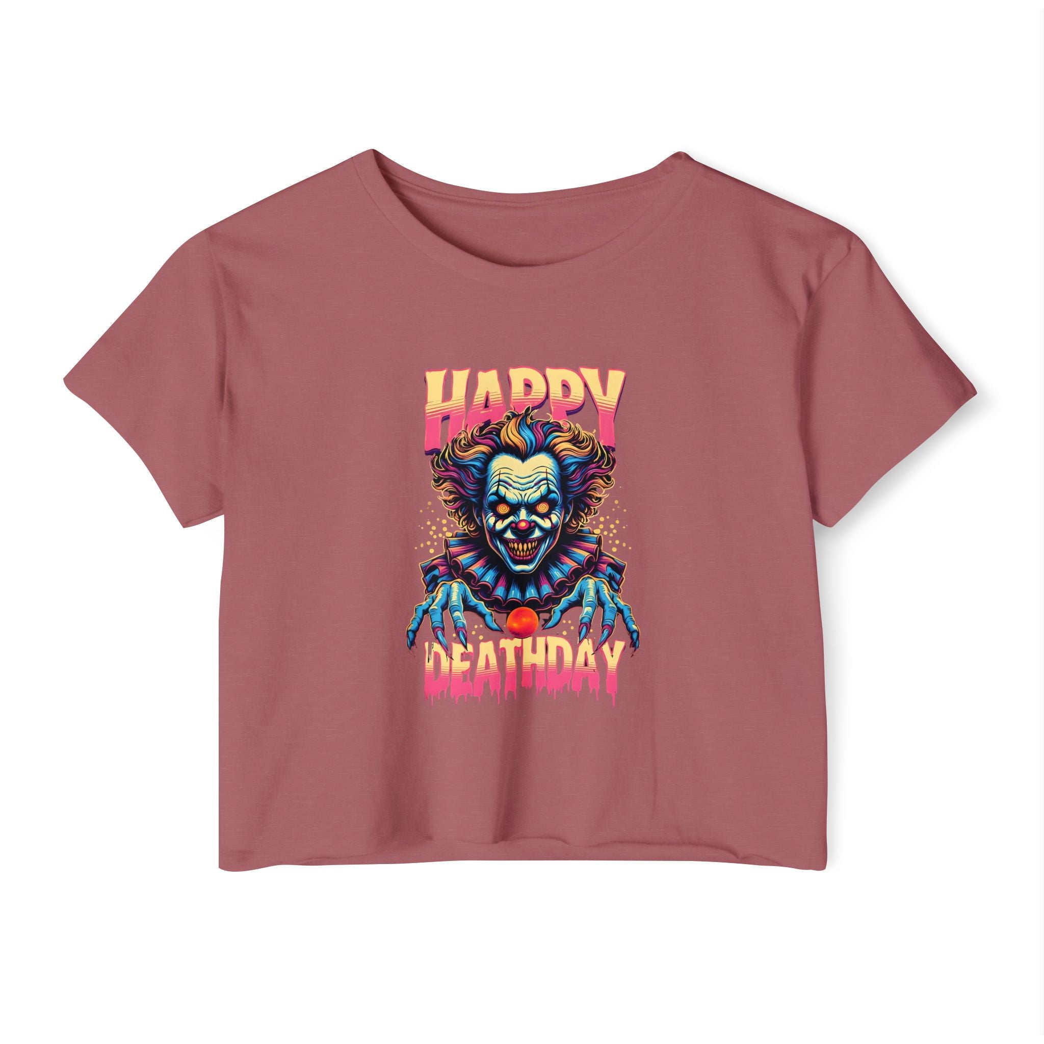 "Happy Deathday" Clown Cropped Tee