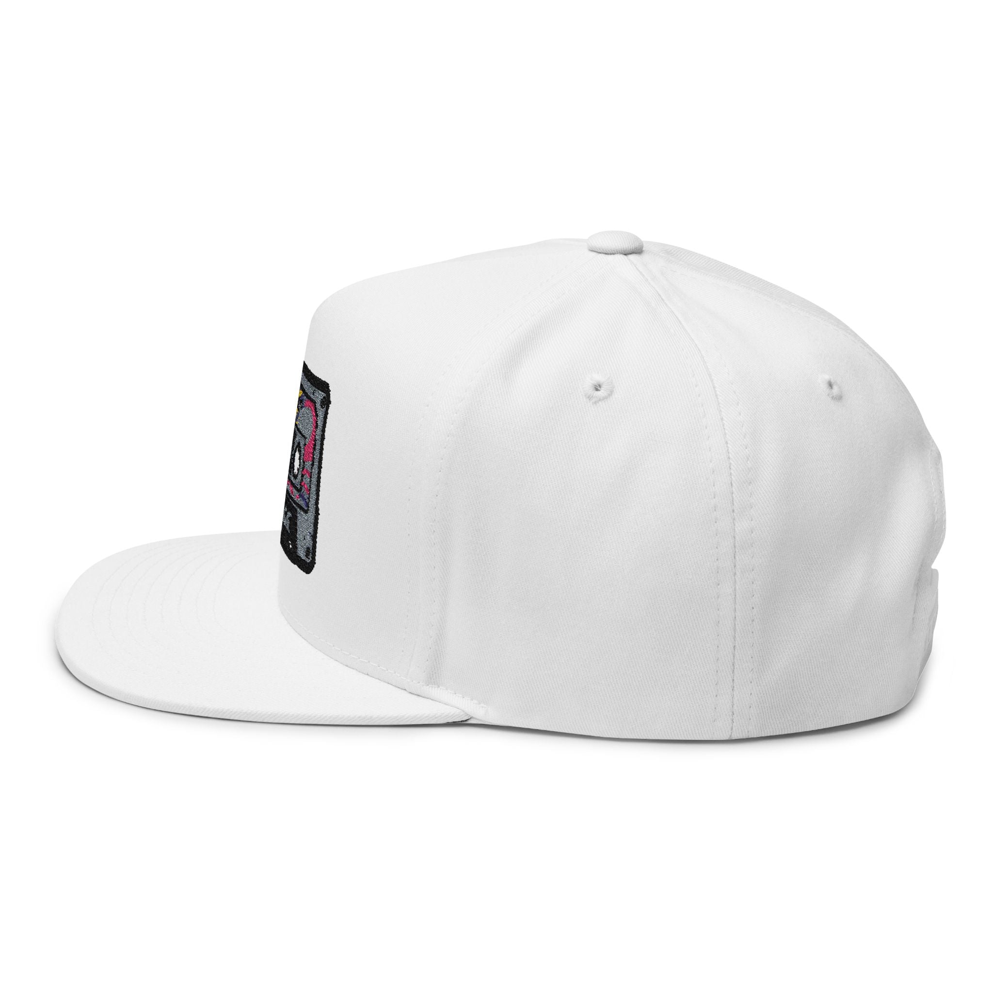 Vintage Cassette Embroidered Flat Bill Cap