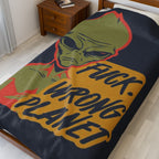 Alien-Themed Velveteen Plush Blanket