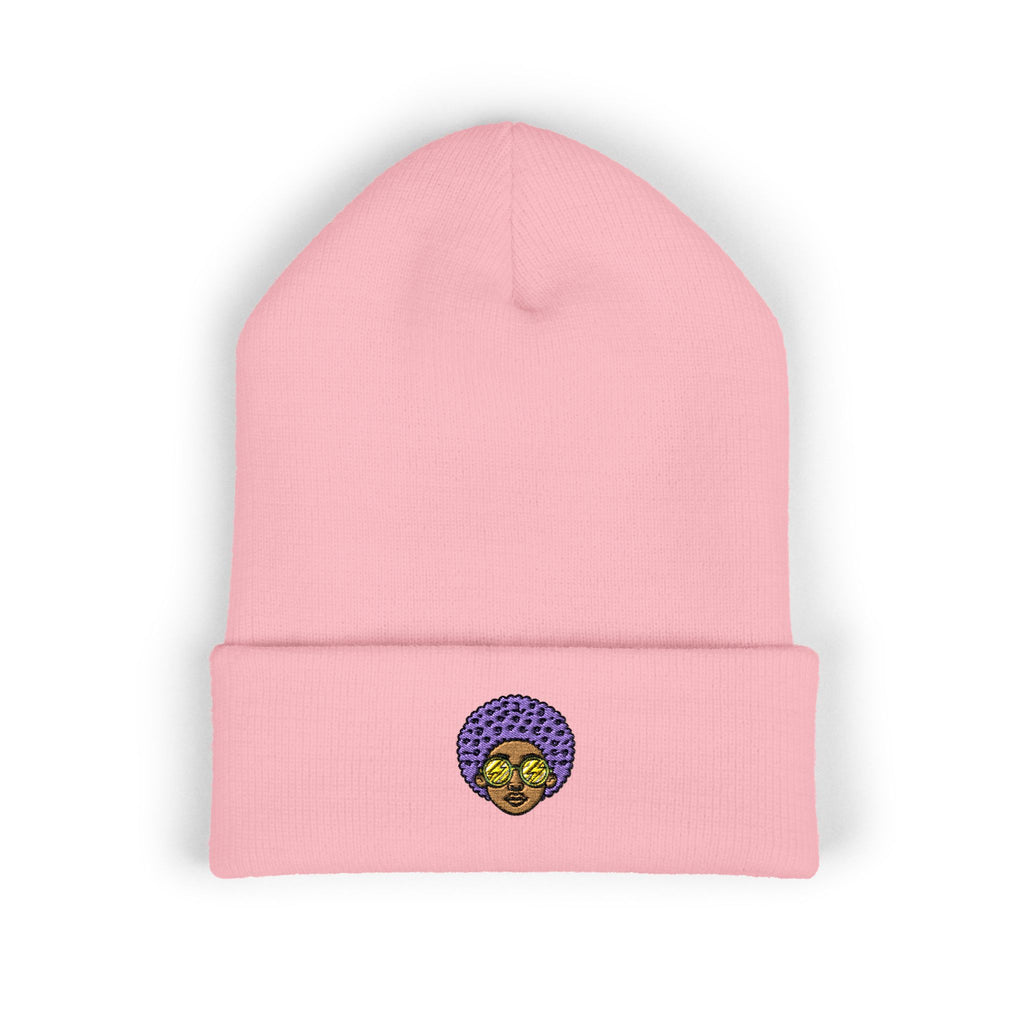 Afro Embroidered Cuffed Beanie