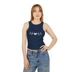 White Cat Heartbeat Cropped Racer Tank