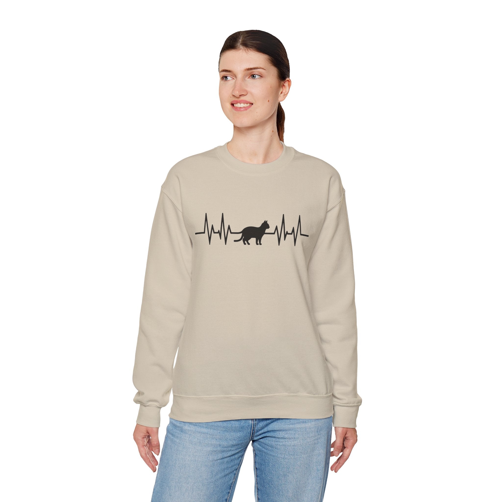 Black Cat Heartbeat Crewneck Sweatshirt
