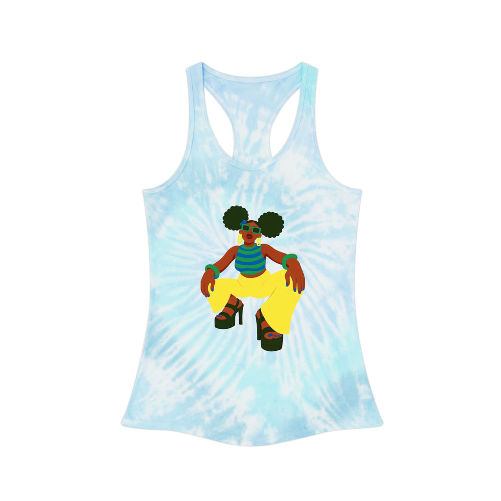 Afro Puffs Tie-Dye Racerback Tank
