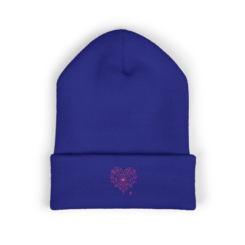 Spiderweb Heart Embroidered Cuffed Beanie