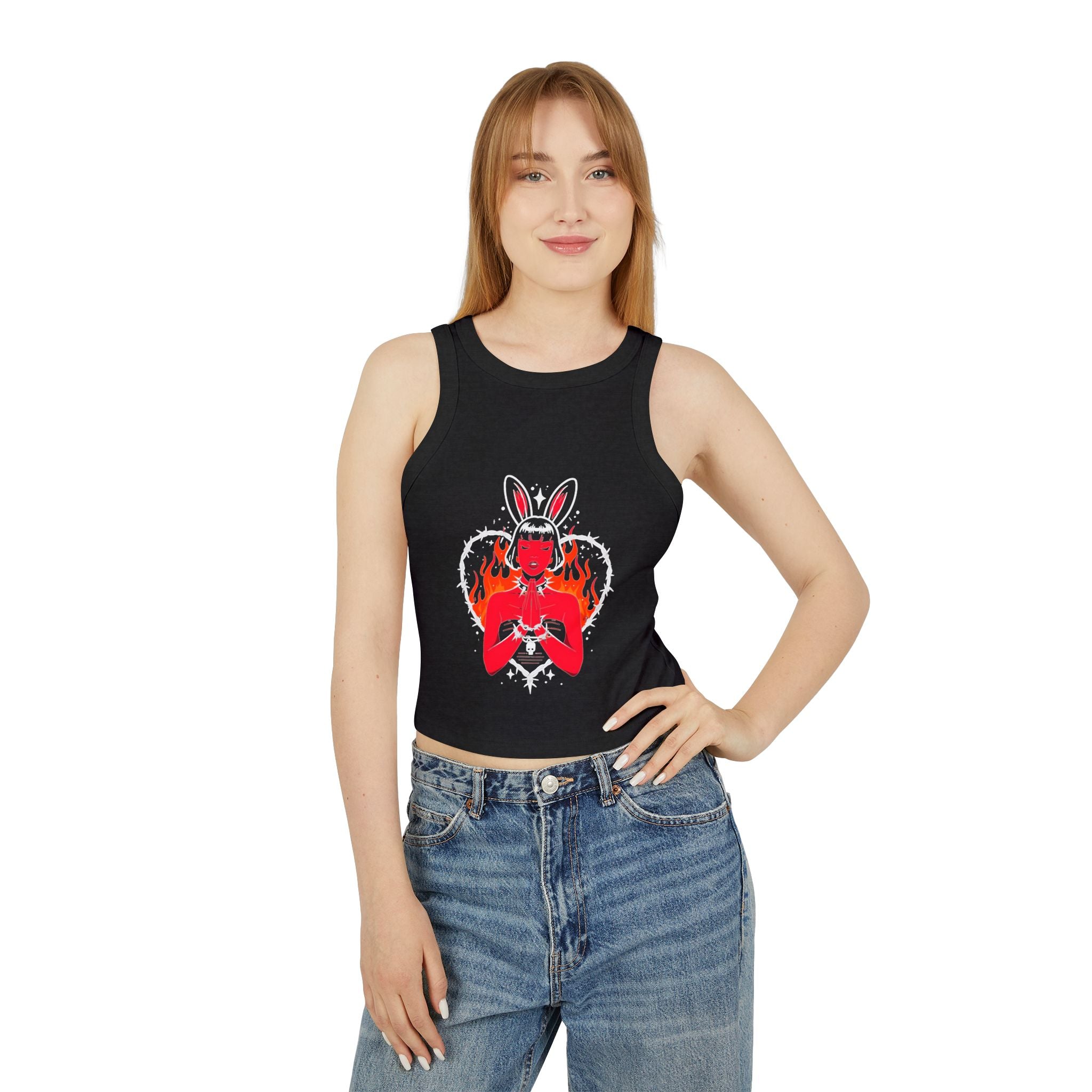 Edgy Bunny Heart Cropped Tank