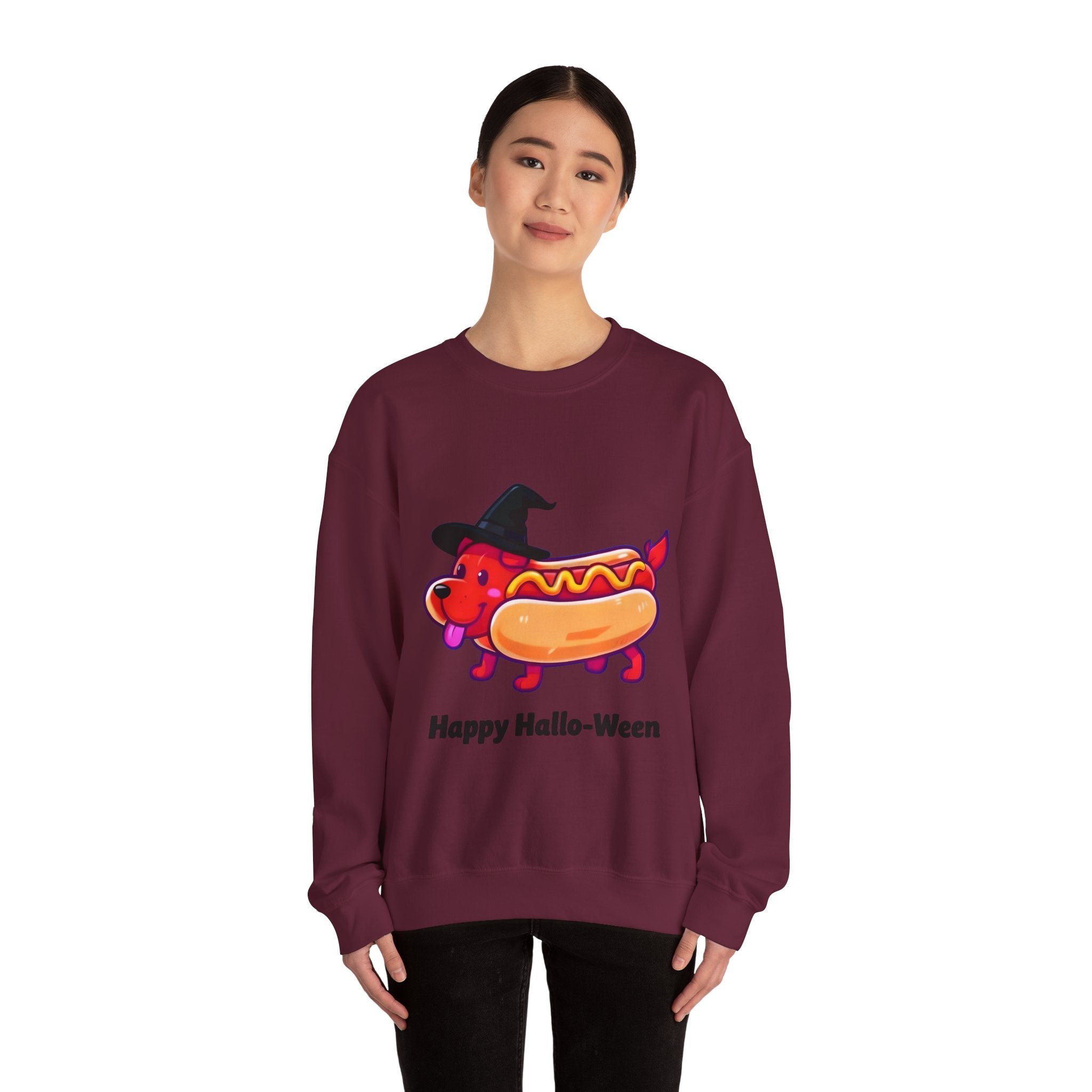 "Happy Hallo-Ween" Hotdog Costume Crewneck Sweatshirt