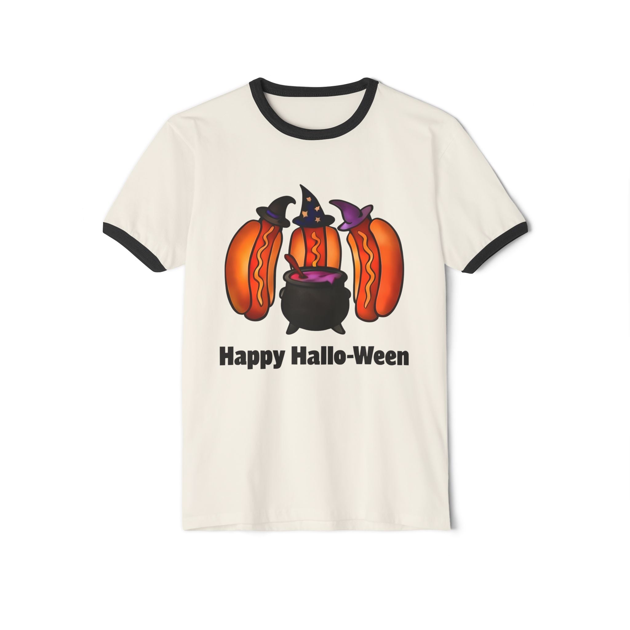 "Happy Hallo-Ween" Hotdog Witches Ringer Tee