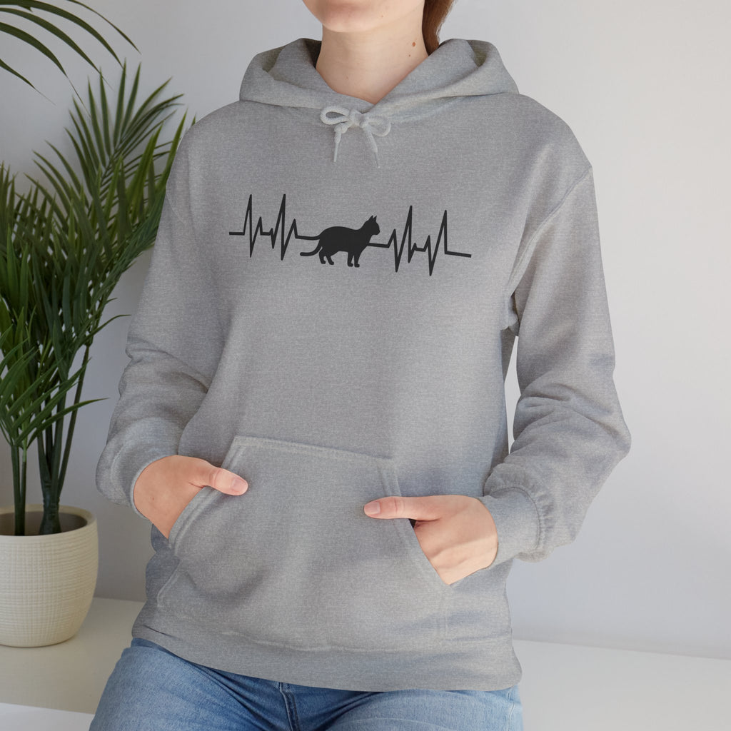 Black Cat Heartbeat Hoodie