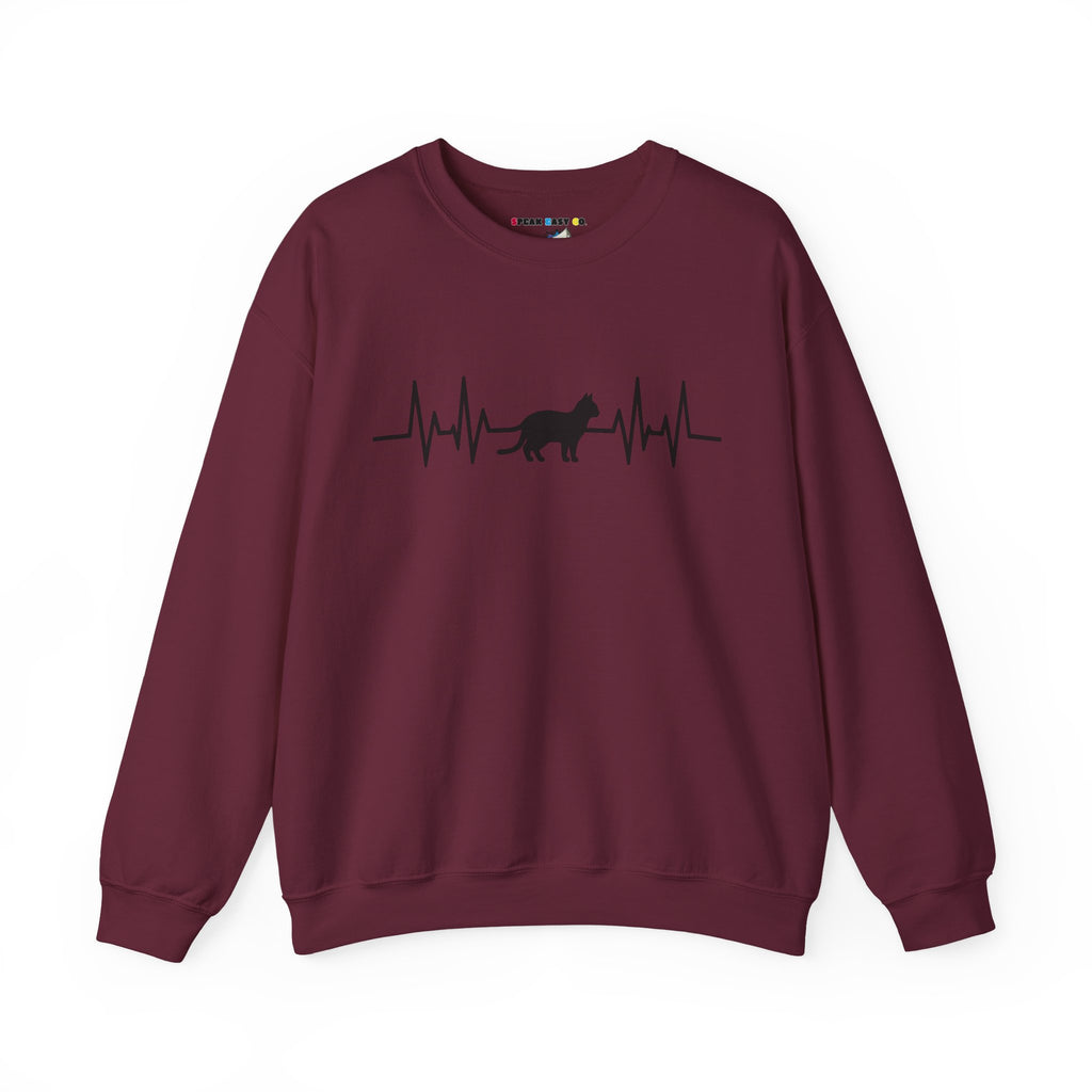 Black Cat Heartbeat Crewneck Sweatshirt