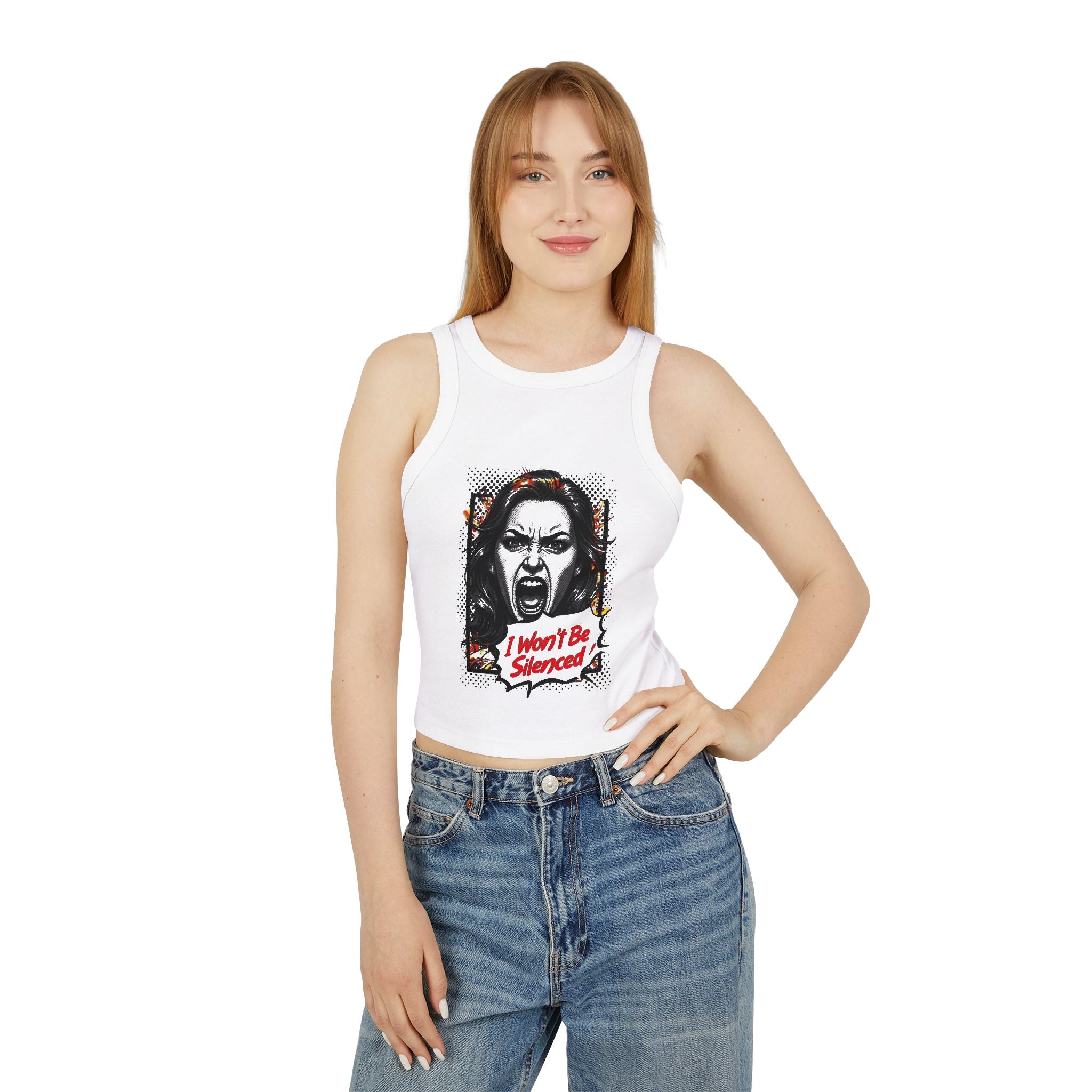 Graphic Crop Tank Top - I Won't Be Silenced
