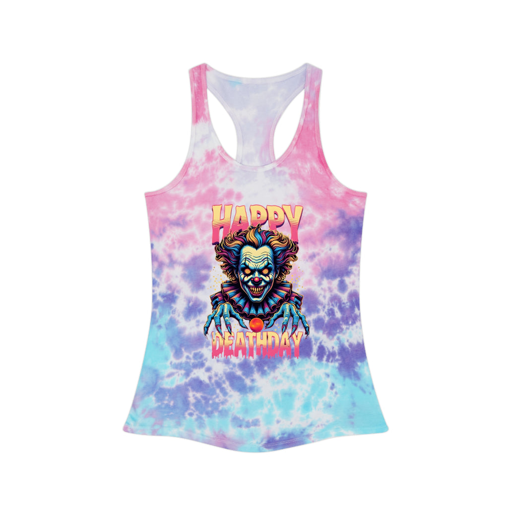 "Happy Deathday" Clown Tie-Dye Racerback Tank