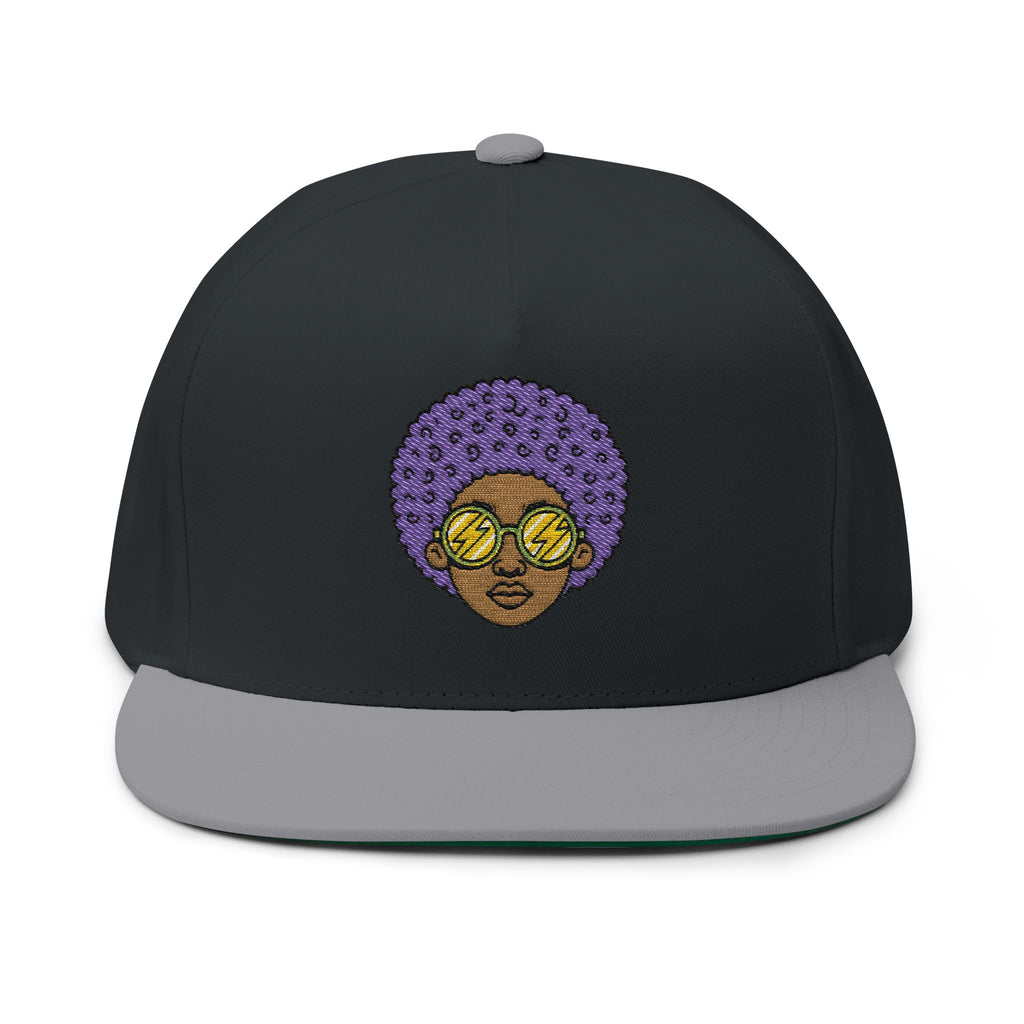 Afro Embroidered Flat Bill Cap