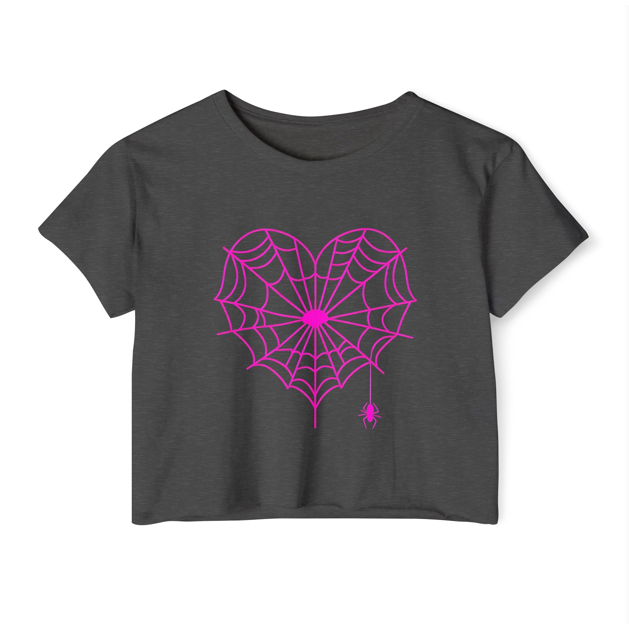 Spiderweb Heart Cropped Tee
