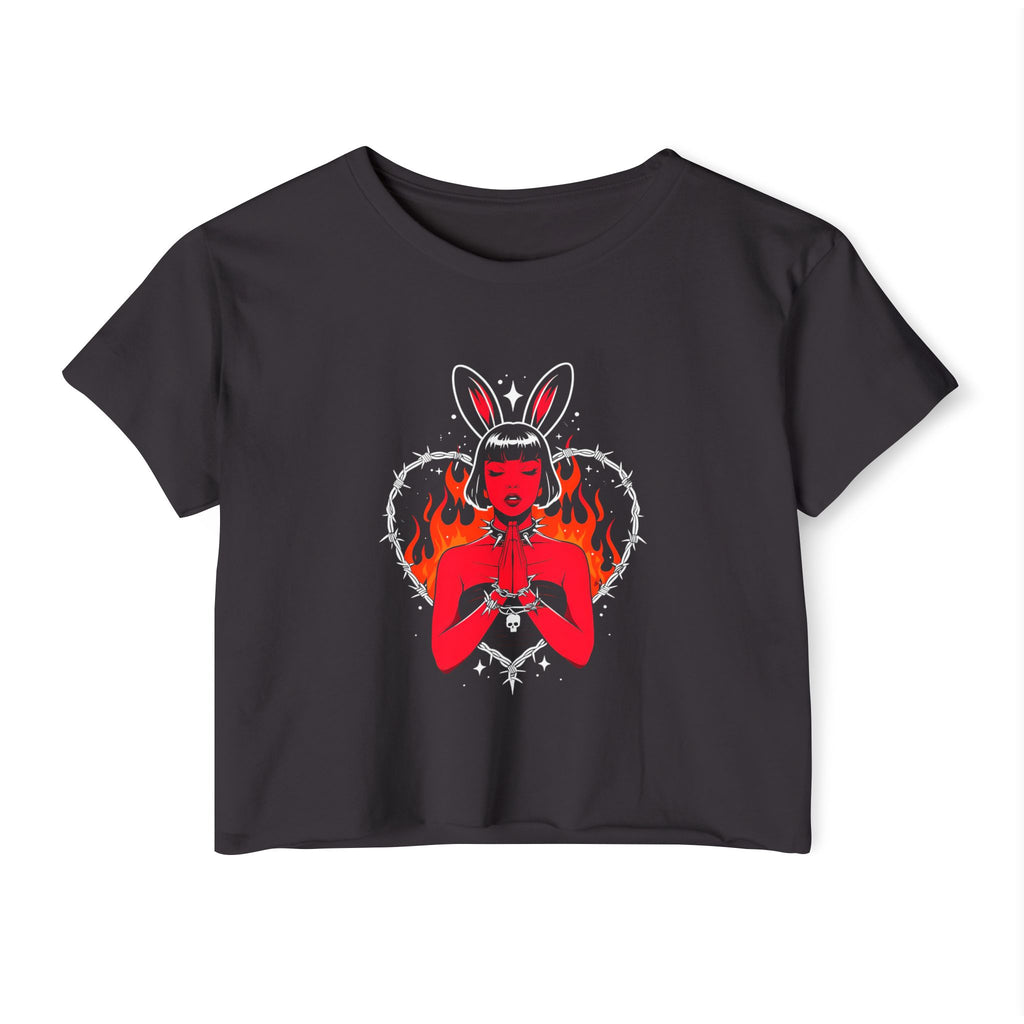 Edgy Bunny Heart Cropped Tee
