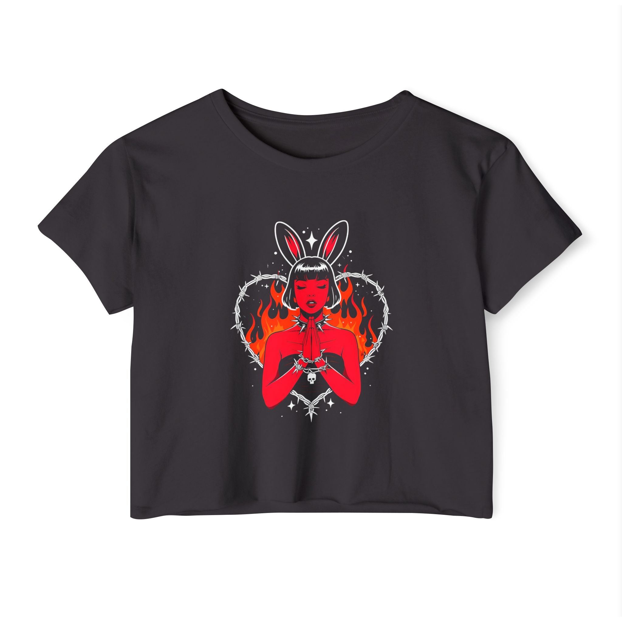 Edgy Bunny Heart Cropped Tee