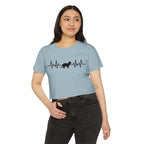 Black Cat Heartbeat Cropped Tee