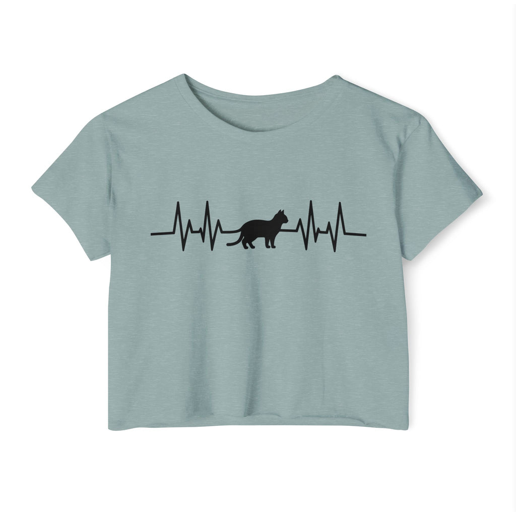Black Cat Heartbeat Cropped Tee