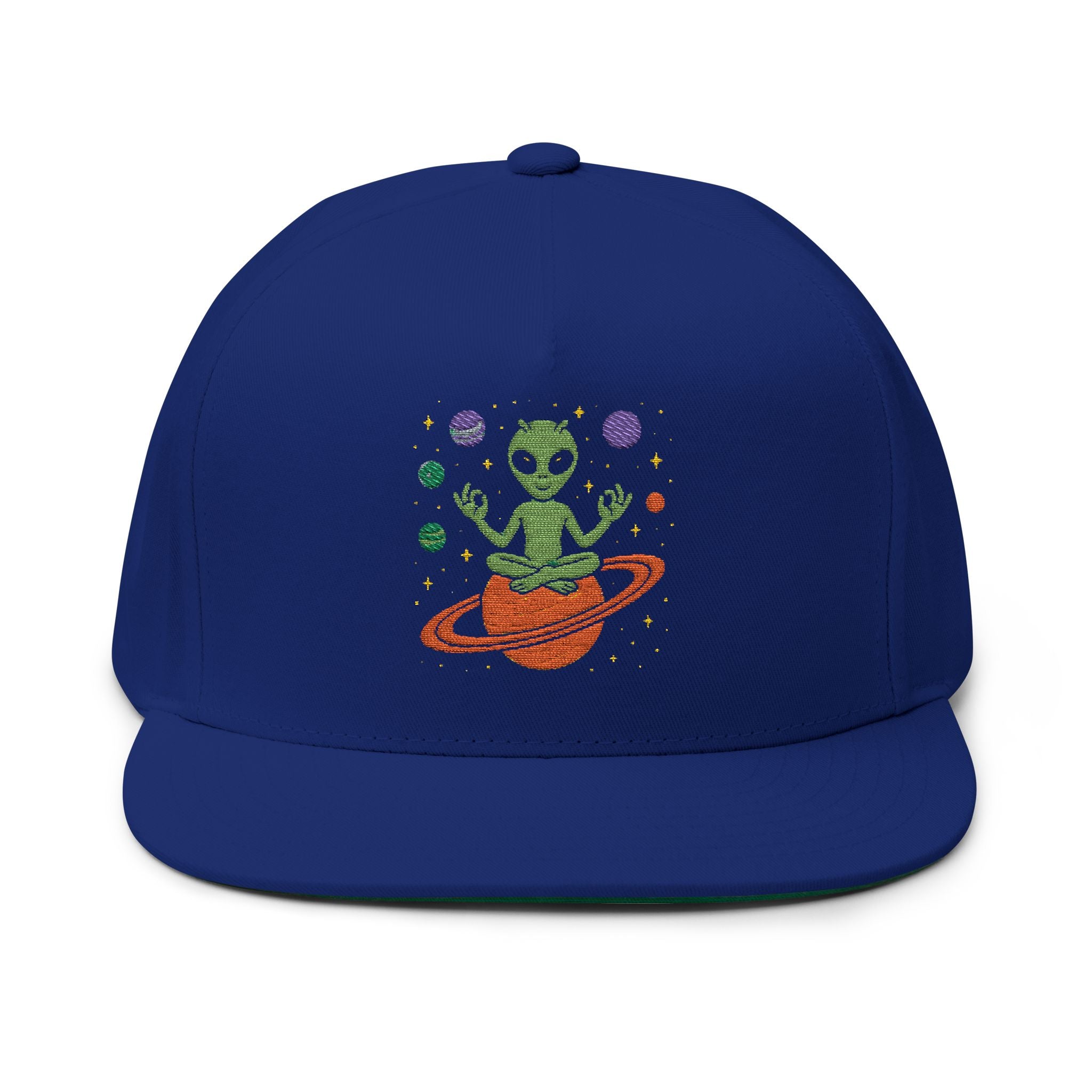 Galactic Alien Embroidered Flat Bill Cap