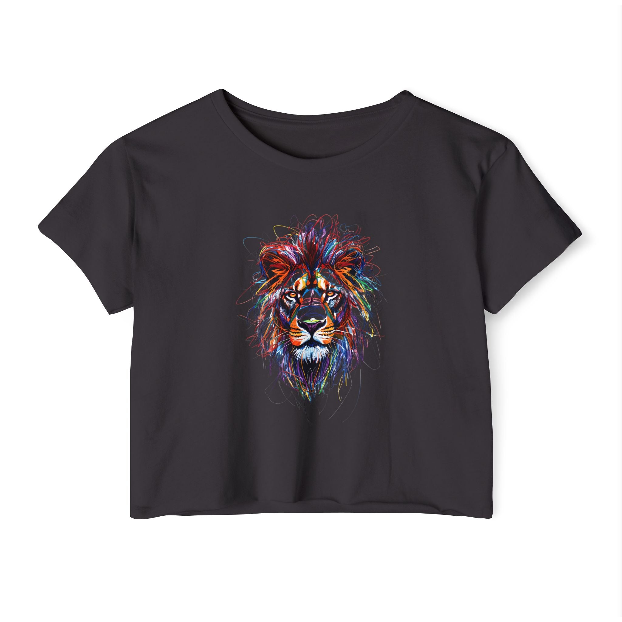 Lion Scribble Cropped Tee