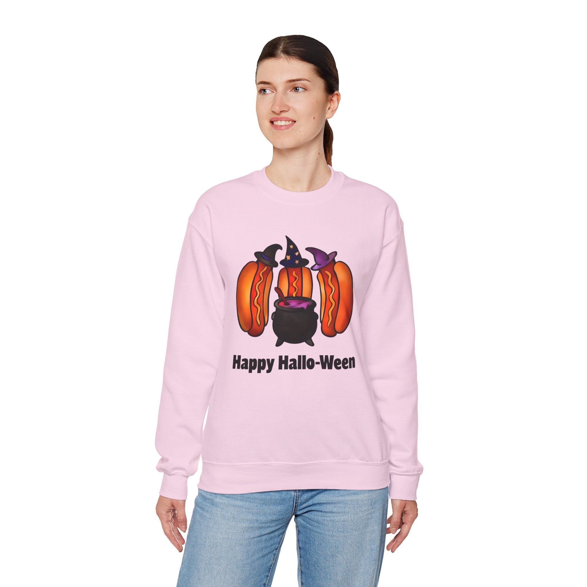 "Happy Hallo-Ween" Hotdog Witches Crewneck Sweatshirt