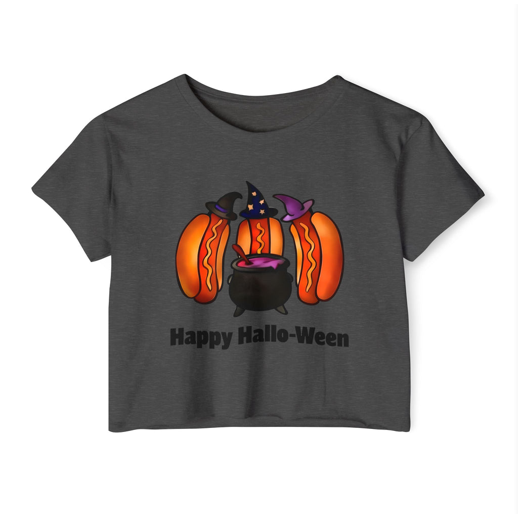 "Happy Hallo-Ween" Hotdog Witches Cropped Tee