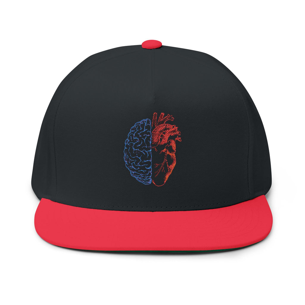 Heart & Brain Embroidered Flat Bill Cap