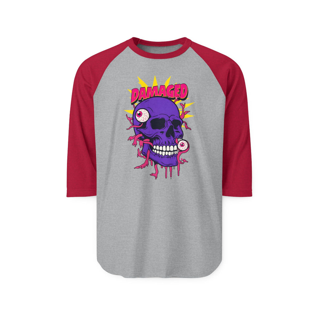 Damaged Graphic Raglan Three-Quarter Sleeve Tee