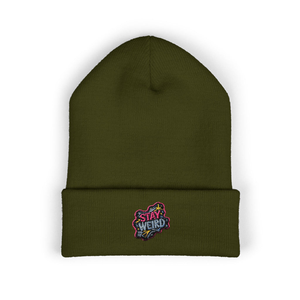 Embroidered Stay Weird Beanie