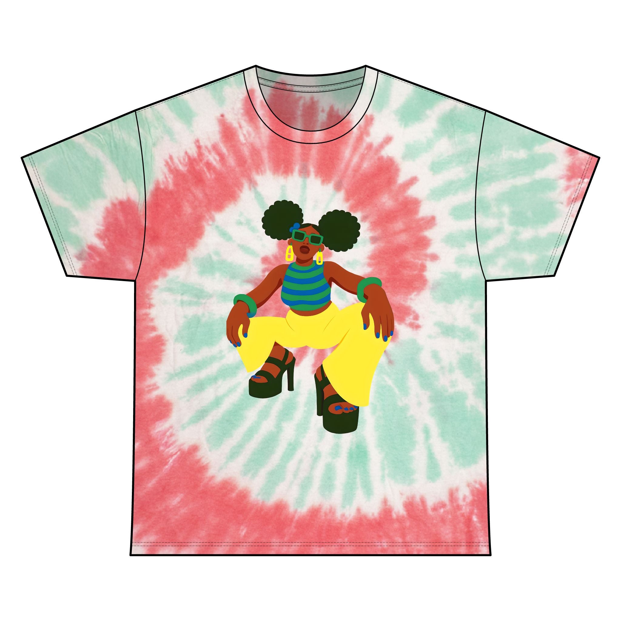 Afro Puff Tie Dye Tee