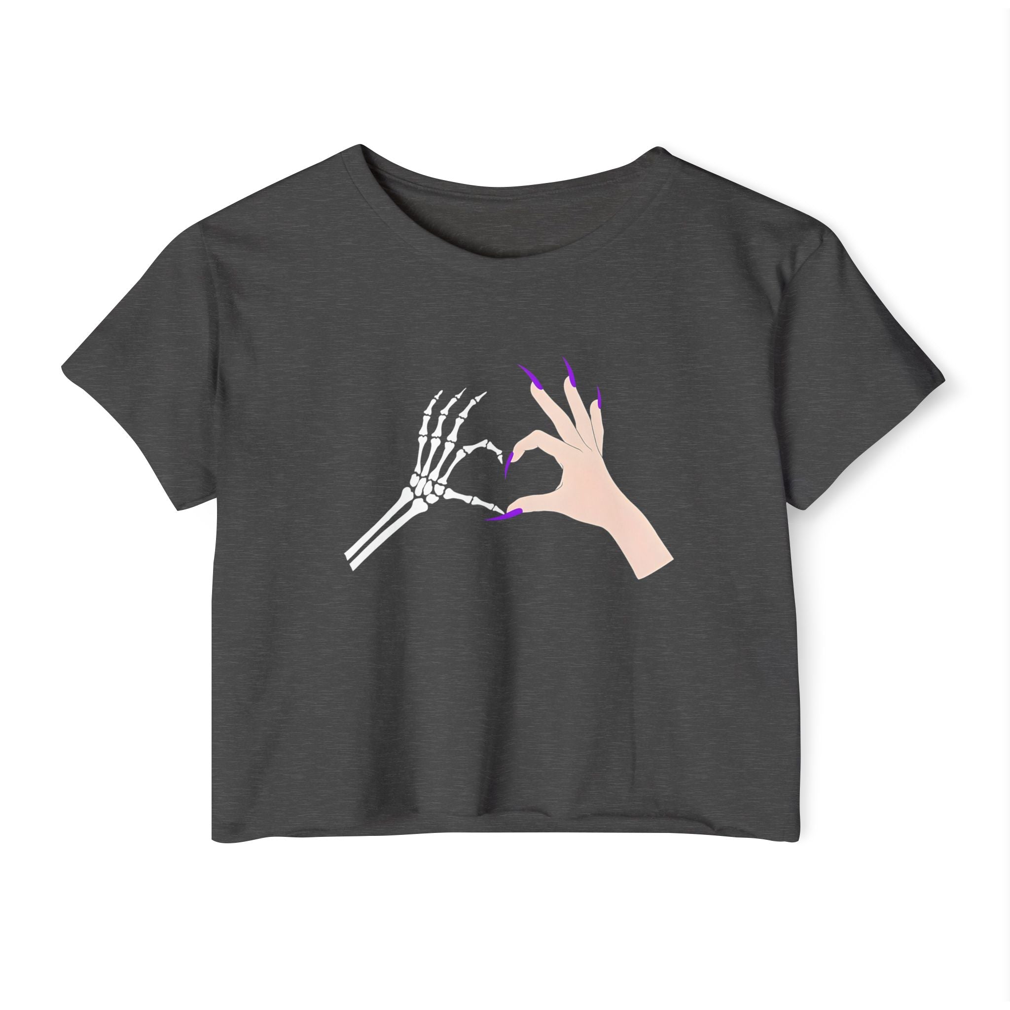 Skeleton Hand Heart Cropped Tee