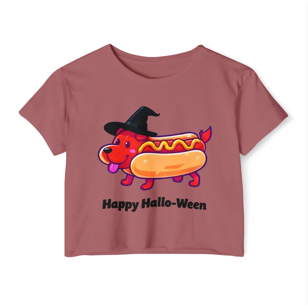 "Happy Hallo-Ween" Hotdog Costume Cropped Tee