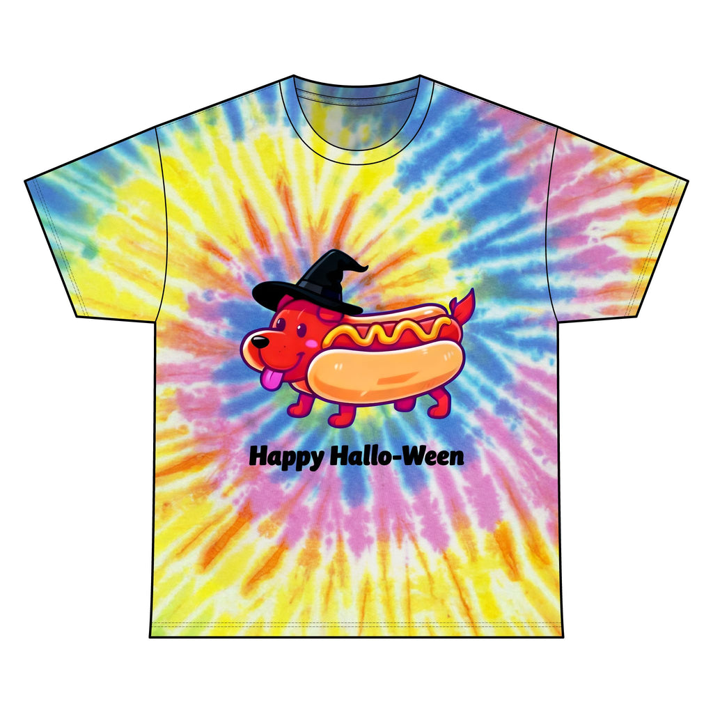 "Happy Hallo-Ween" Hotdog Costume Tie-Dye Tee