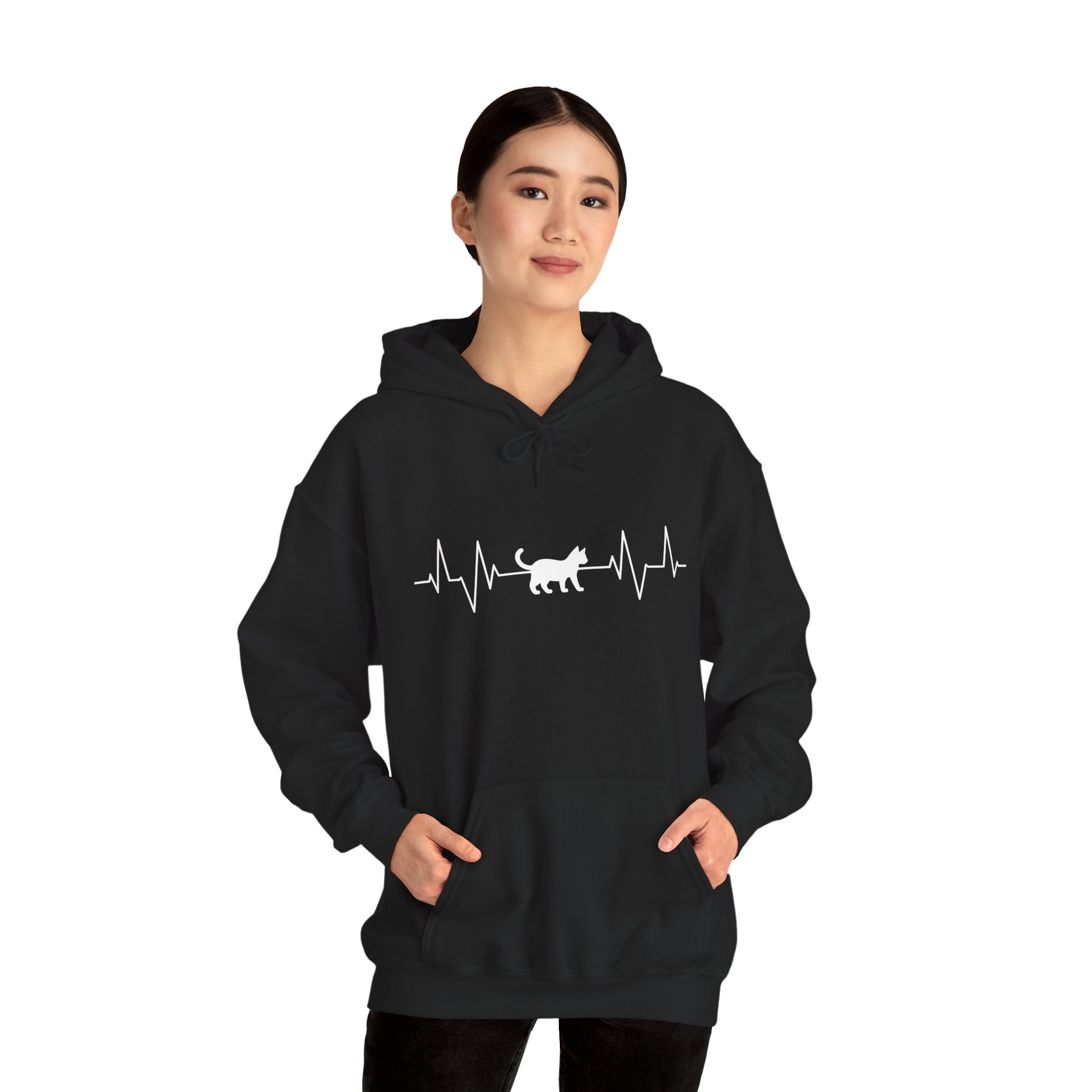White Cat Heartbeat Hoodie