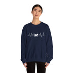 White Cat Heartbeat Crewneck Sweatshirt