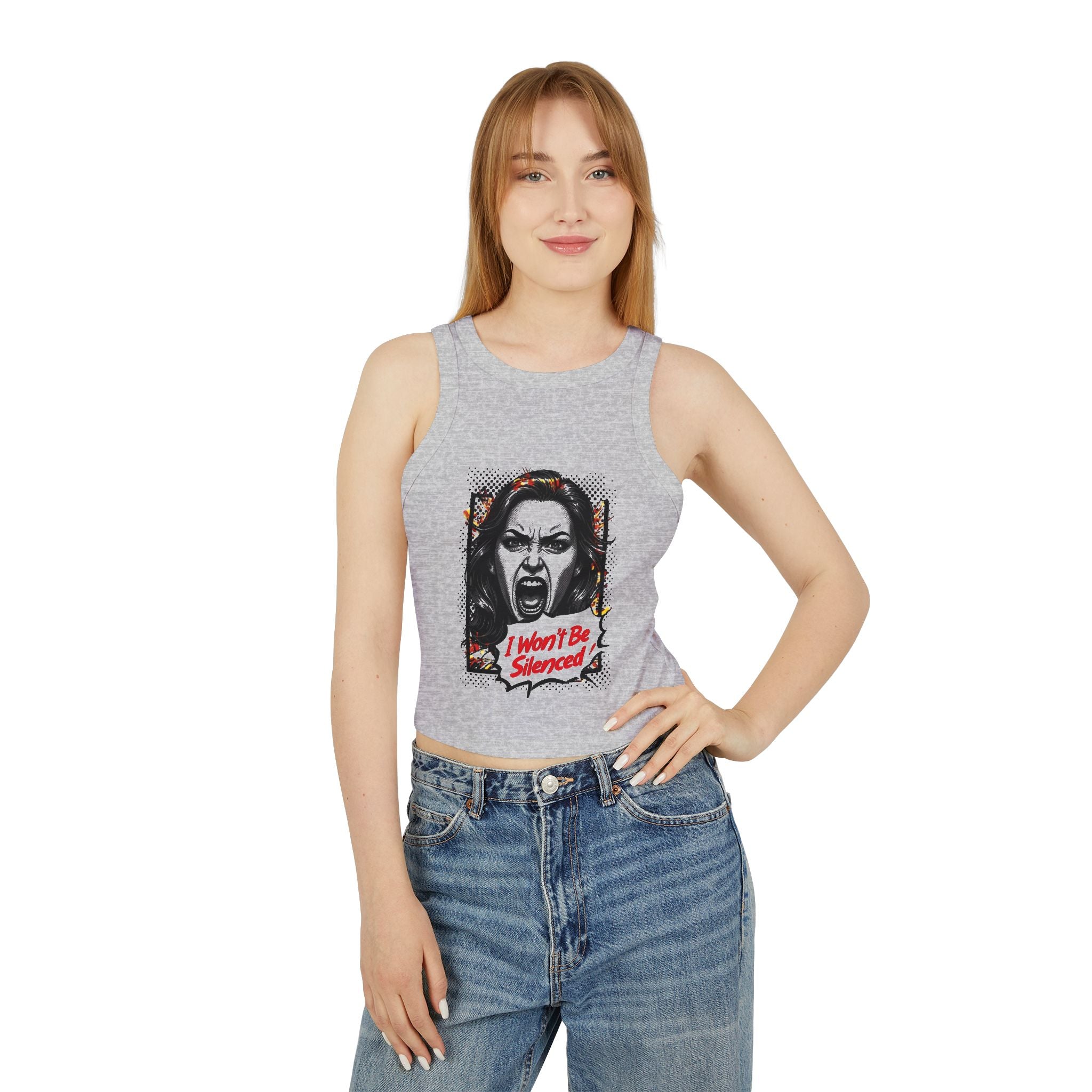 Graphic Crop Tank Top - I Won't Be Silenced