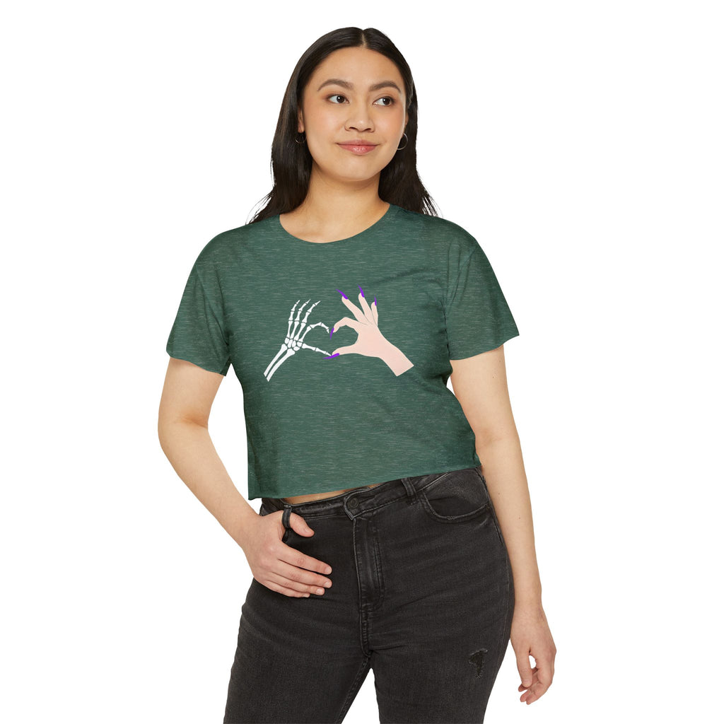 Skeleton Hand Heart Cropped Tee