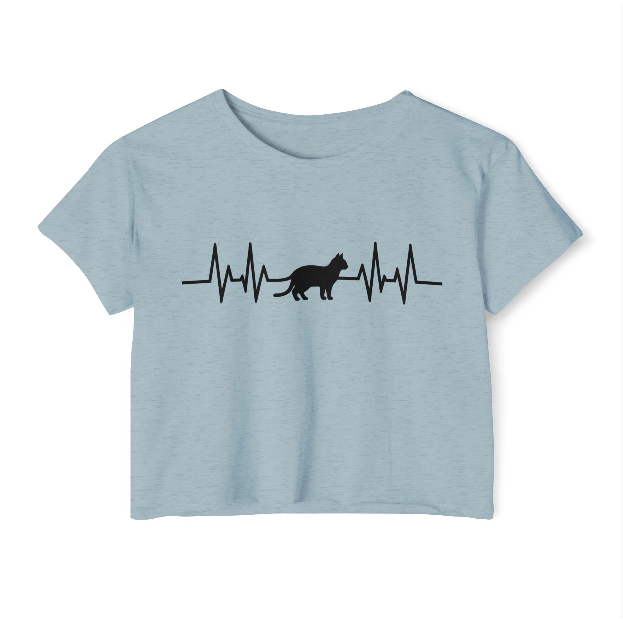 Black Cat Heartbeat Cropped Tee