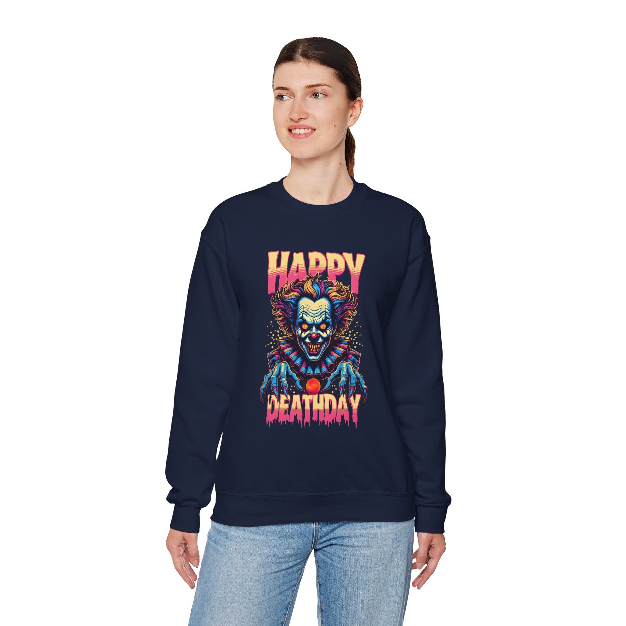 "Happy Deathday" Clown Crewneck Sweatshirt